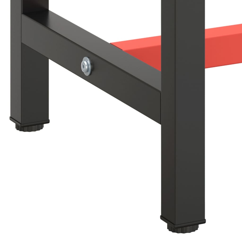 Metal Work Bench Frame: Matte Black & Red, 140x50x79 cm