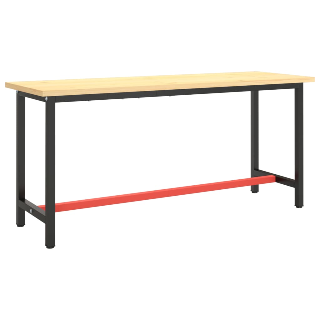 Sleek Metal Work Bench Frame 170x50x79 cm - Matte Black & Red