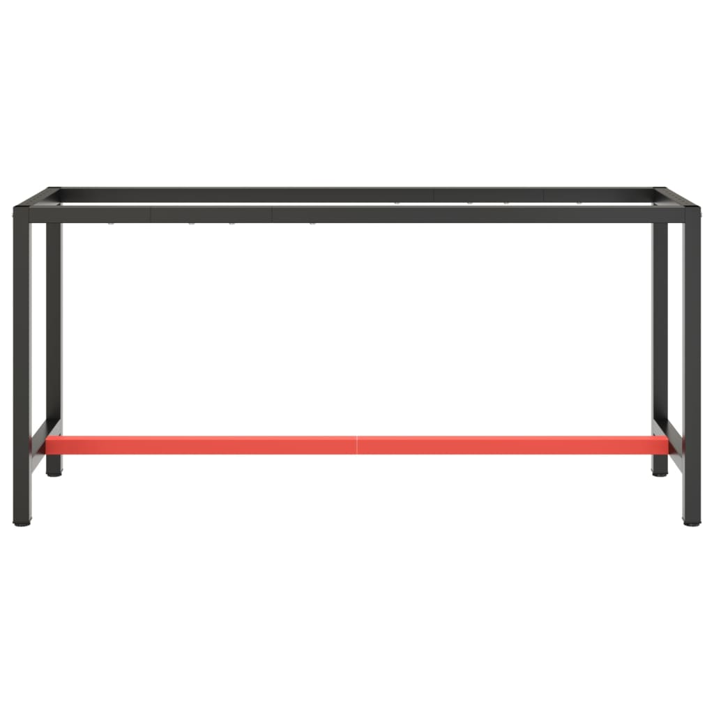 Sleek Metal Work Bench Frame 170x50x79 cm - Matte Black & Red