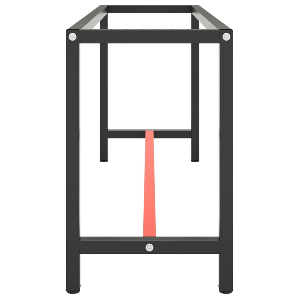 Sleek Metal Work Bench Frame 170x50x79 cm - Matte Black & Red