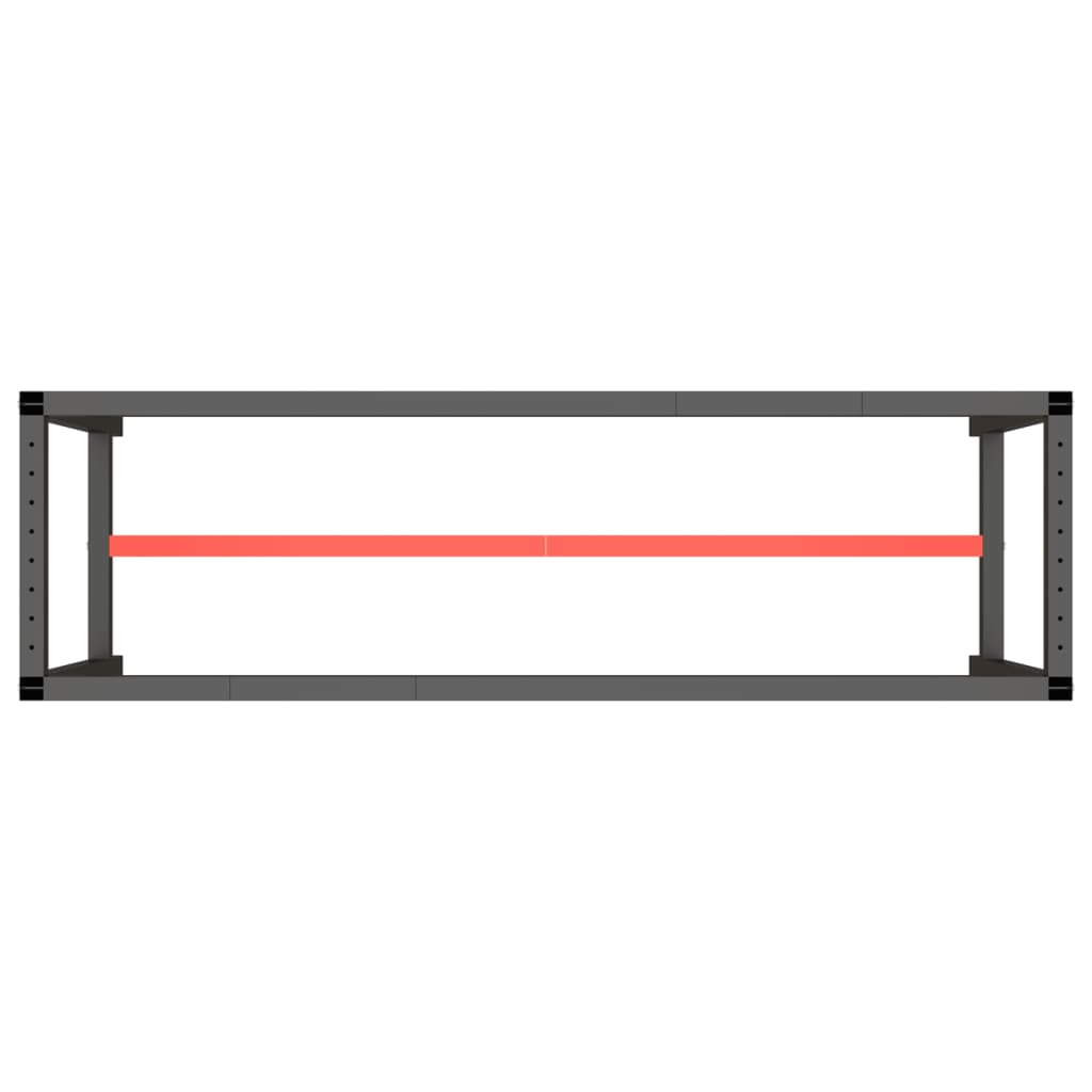 Sleek Metal Work Bench Frame 170x50x79 cm - Matte Black & Red