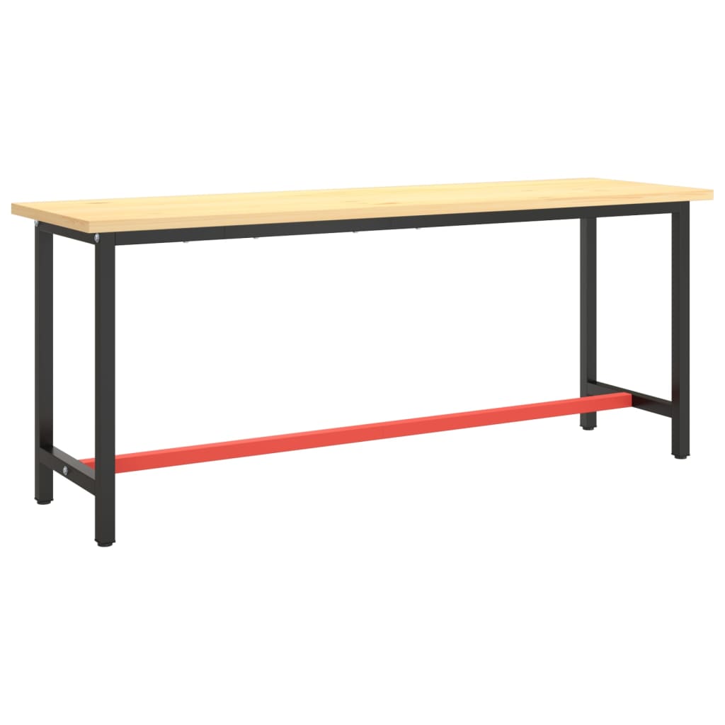 Dual-Tone Matte Black & Red Metal Work Bench Frame 190x50x79 cm