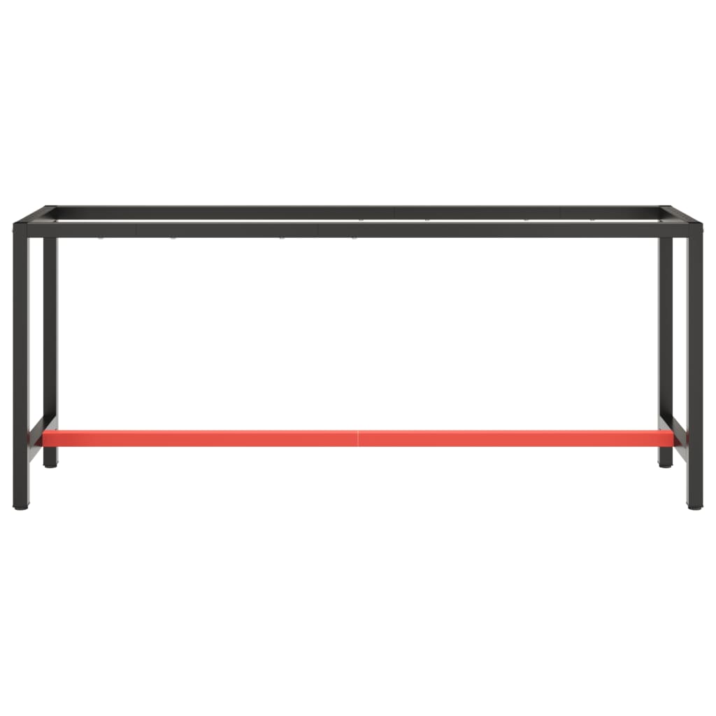 Dual-Tone Matte Black & Red Metal Work Bench Frame 190x50x79 cm