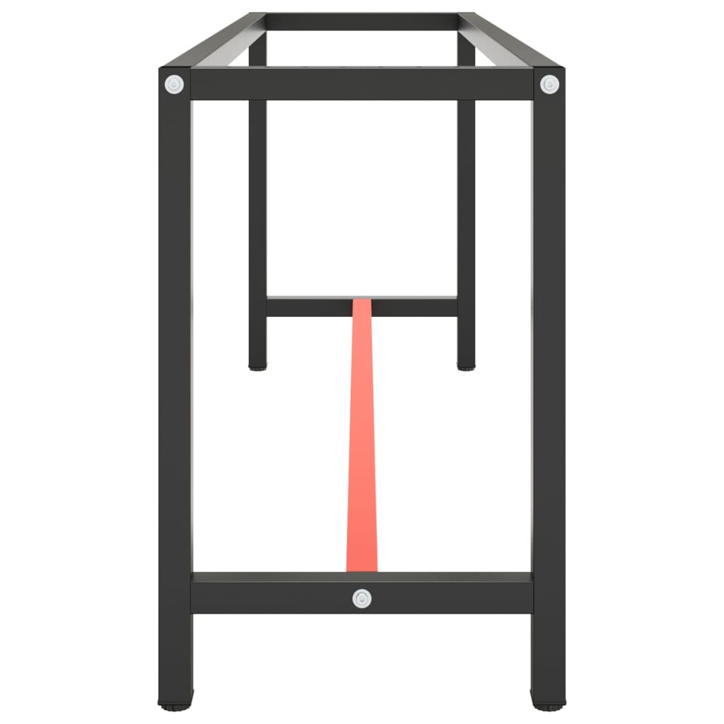 Dual-Tone Matte Black & Red Metal Work Bench Frame 190x50x79 cm
