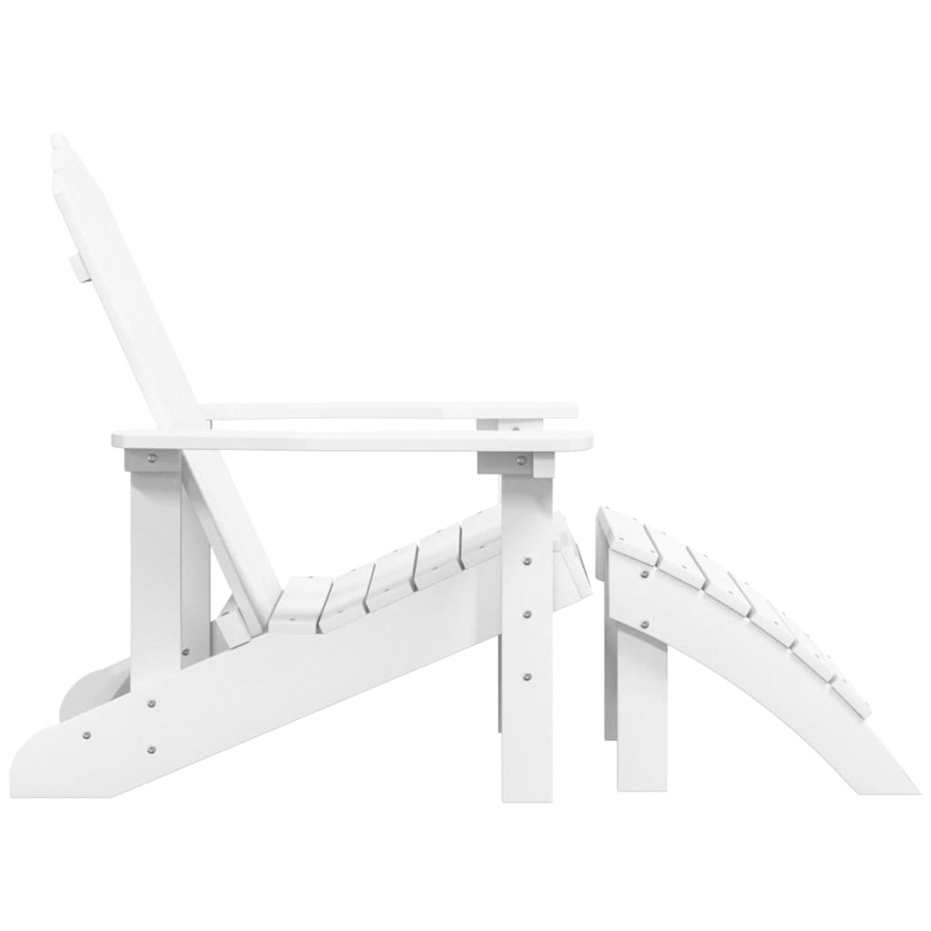 White HDPE Garden Adirondack Chair with Footstool - Durable Comfort