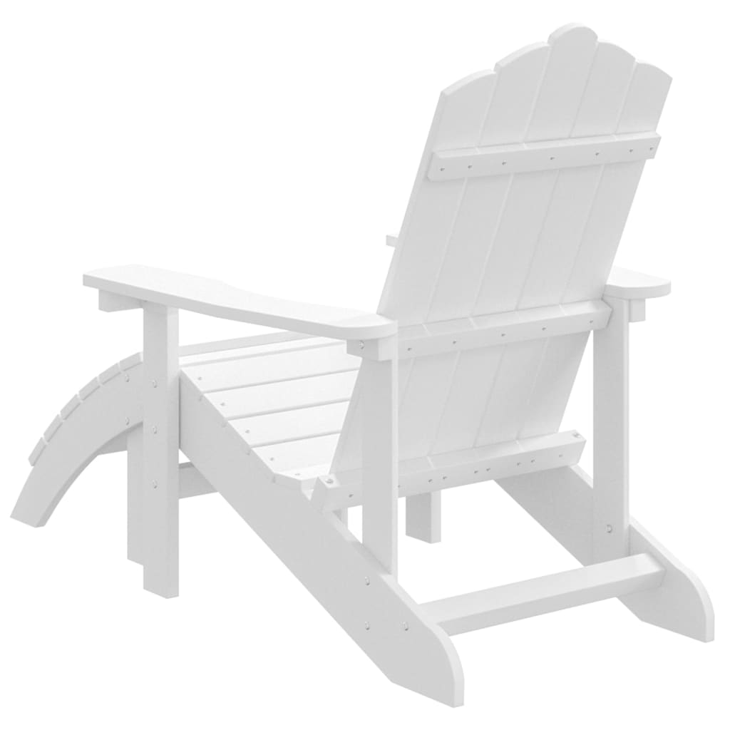 White HDPE Garden Adirondack Chair with Footstool - Durable Comfort