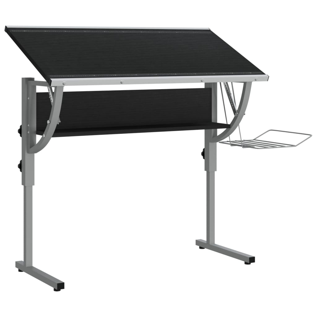 Adjustable Black & Grey Craft Desk, 110x53 cm, Engineered Wood & Steel