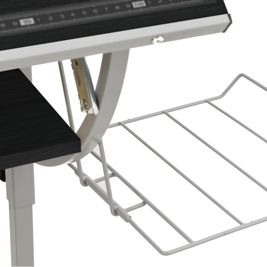 Adjustable Black & Grey Craft Desk, 110x53 cm, Engineered Wood & Steel