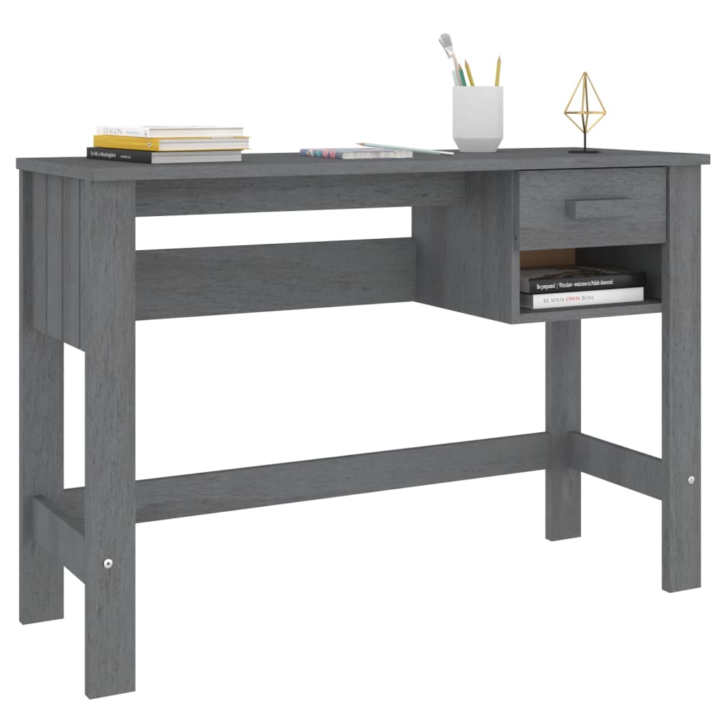 HAMAR Solid Wood Desk - Dark Grey, 110x40x75 cm Pine Wood
