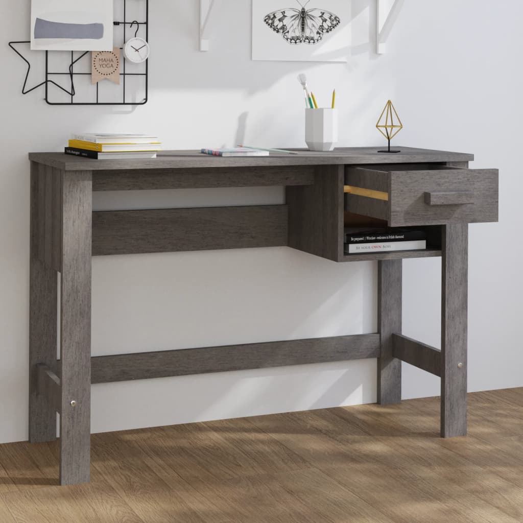 Solid Wood Pine Desk HAMAR, Light Grey, 110x40x75 cm
