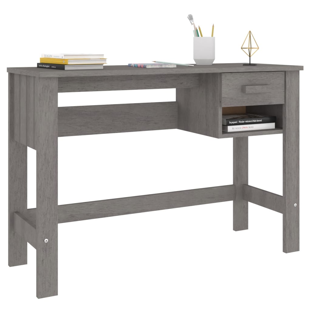 Solid Wood Pine Desk HAMAR, Light Grey, 110x40x75 cm