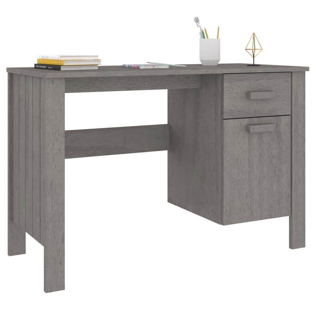Solid Wood Pine Desk HAMAR - Light Grey, 113x50x75 cm