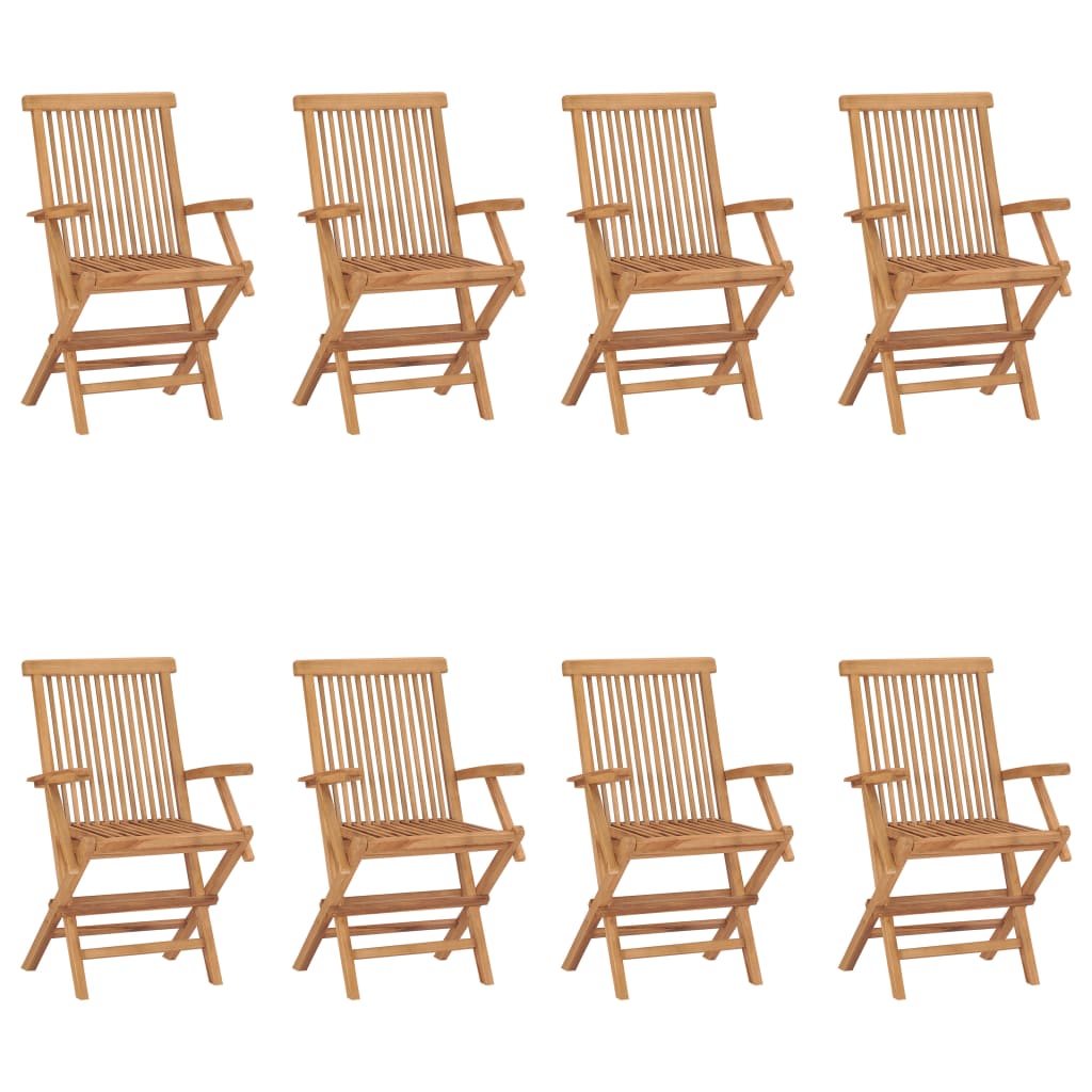 8-Piece Folding Garden Chairs, Solid Teak Wood, Durable & Stylish
