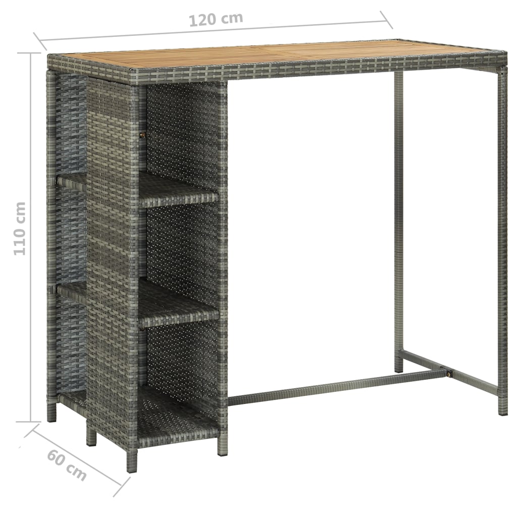 5 Piece Garden Bar Set with Cushions Poly Rattan Grey