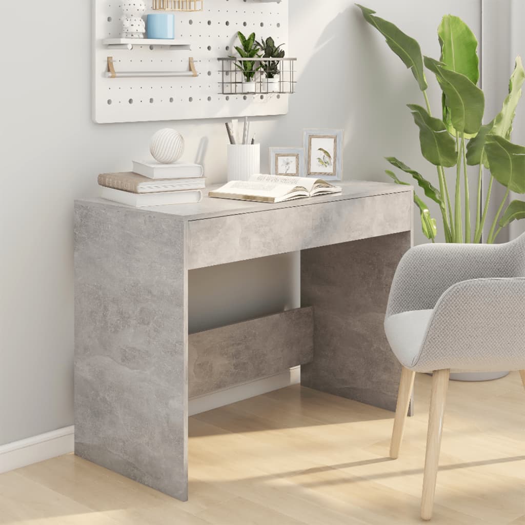 Concrete Grey Desk, 101x50x76.5 cm, Engineered Wood