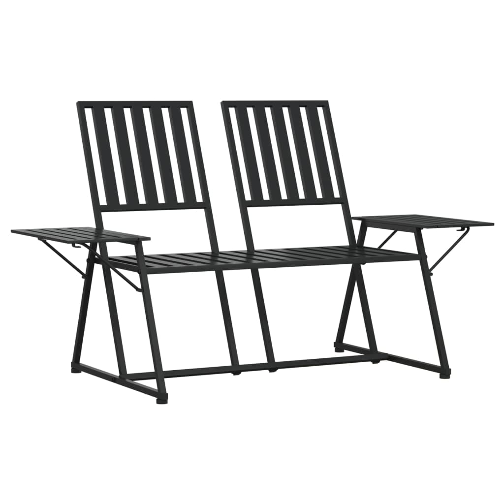 Elegant Black Steel 2-Seater Garden Bench, 165 cm