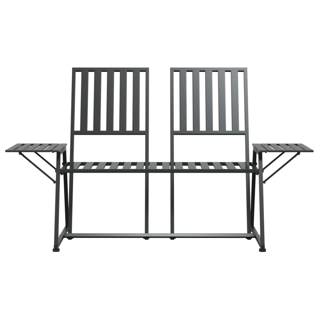 Elegant Black Steel 2-Seater Garden Bench, 165 cm