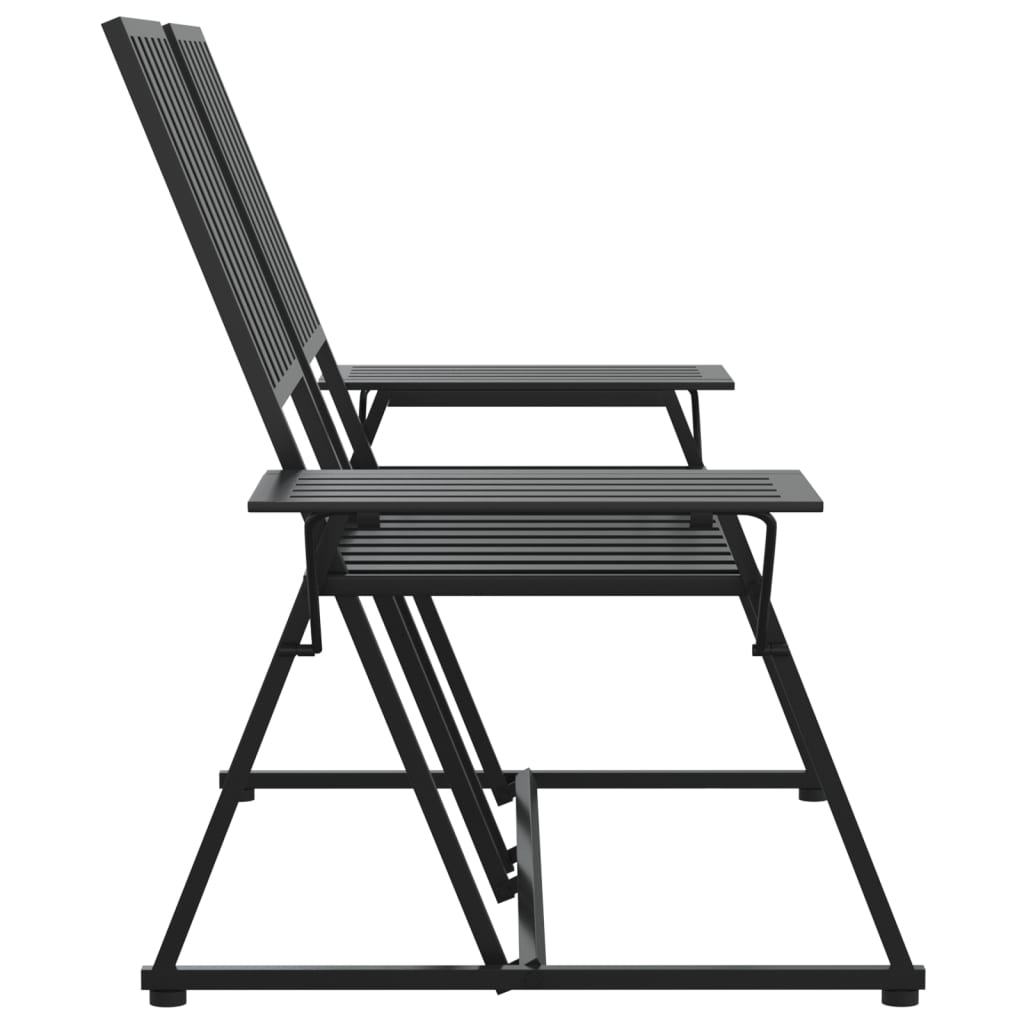 Elegant Black Steel 2-Seater Garden Bench, 165 cm