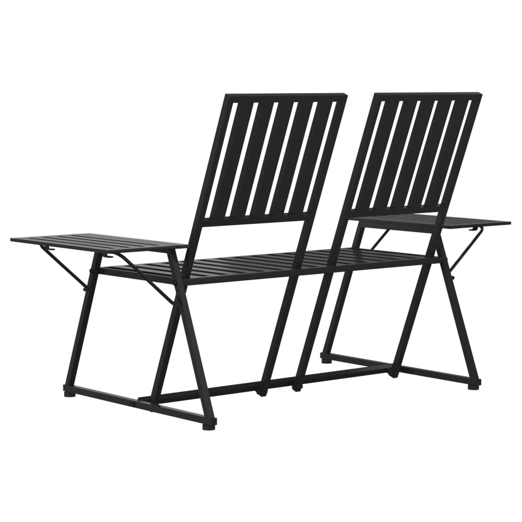 Elegant Black Steel 2-Seater Garden Bench, 165 cm