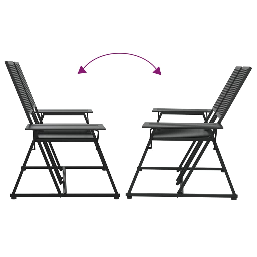 Elegant Black Steel 2-Seater Garden Bench, 165 cm