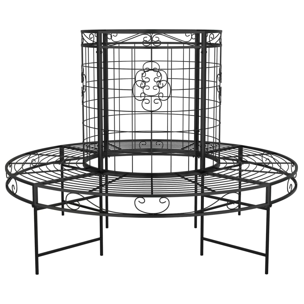 Black Steel Round Tree Bench Ø137 cm - Stylish Outdoor Seating