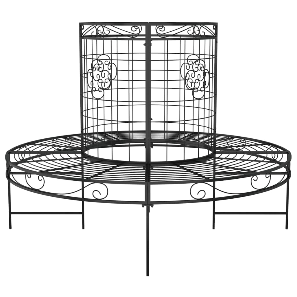 Black Steel Round Tree Bench Ø137 cm - Stylish Outdoor Seating