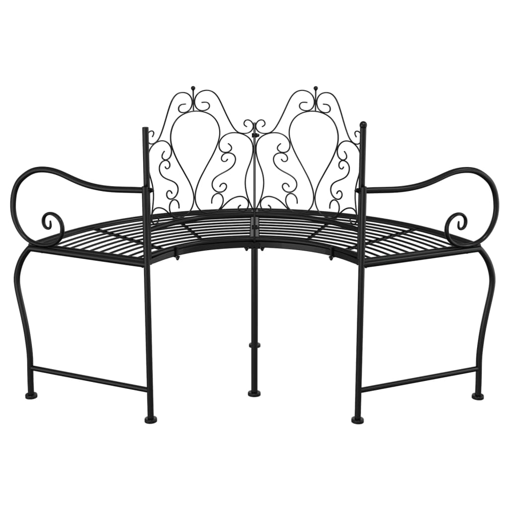Elegant Black Steel Tree Bench, 150 cm – Stylish & Durable Seating