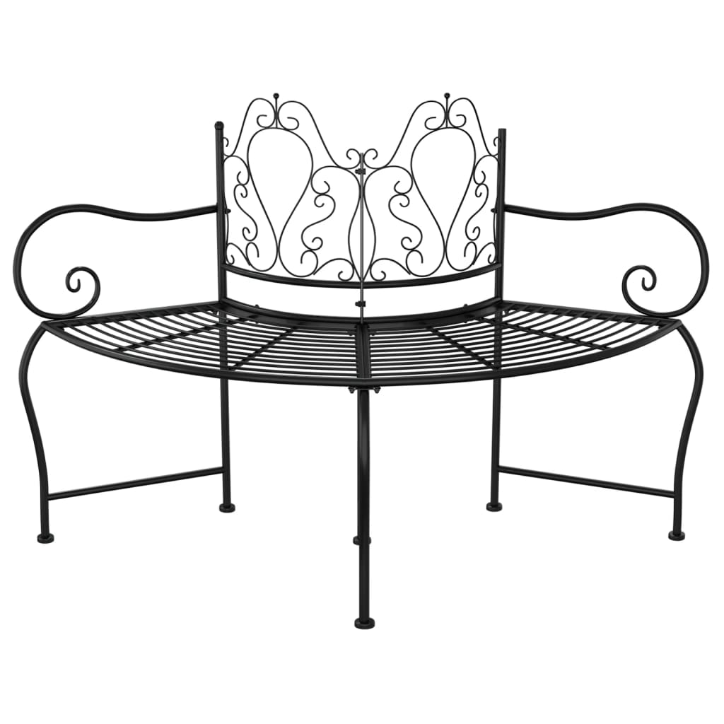 Elegant Black Steel Tree Bench, 150 cm – Stylish & Durable Seating