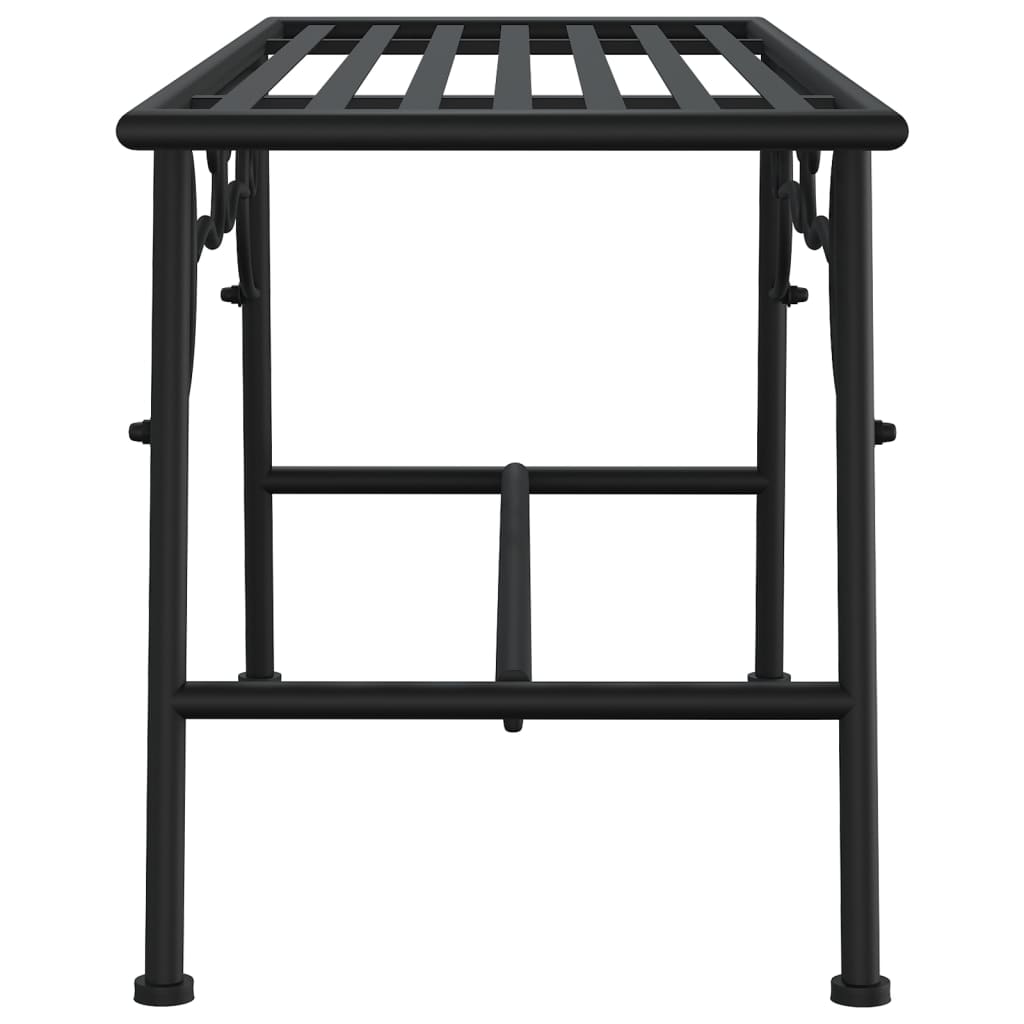 Elegant Black Steel Tree Bench - 110 cm Sturdy Outdoor Seating