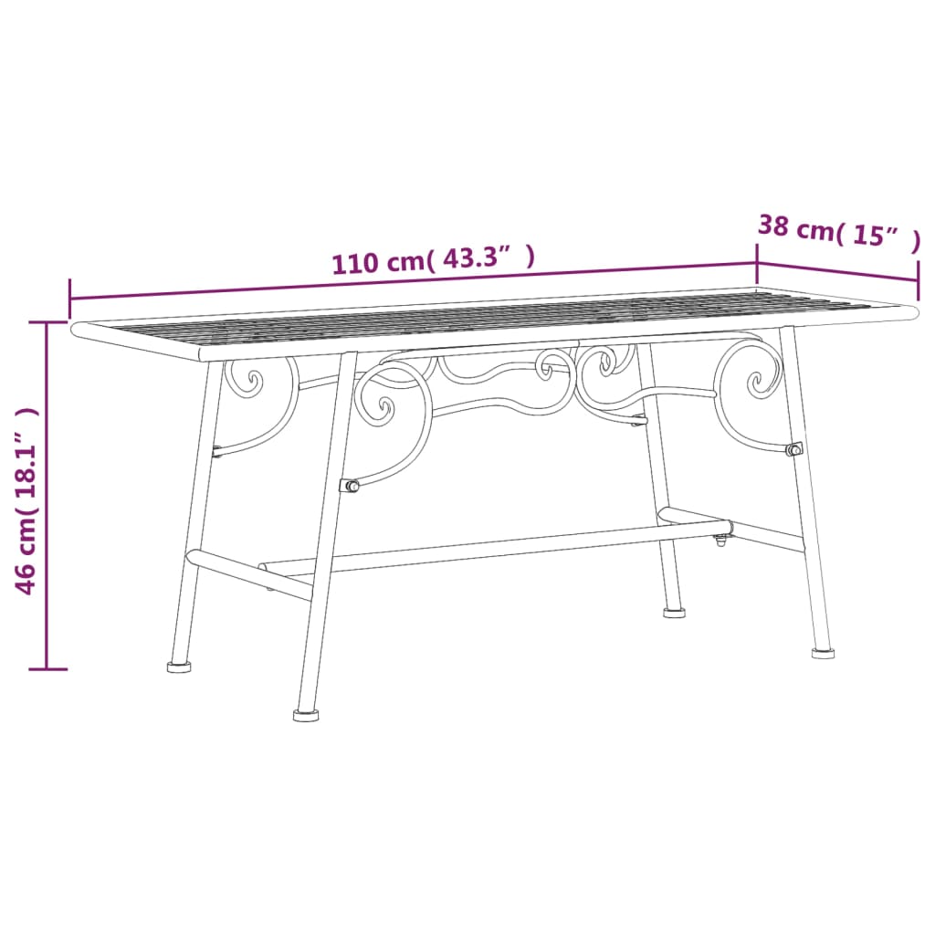 Elegant Black Steel Tree Bench - 110 cm Sturdy Outdoor Seating
