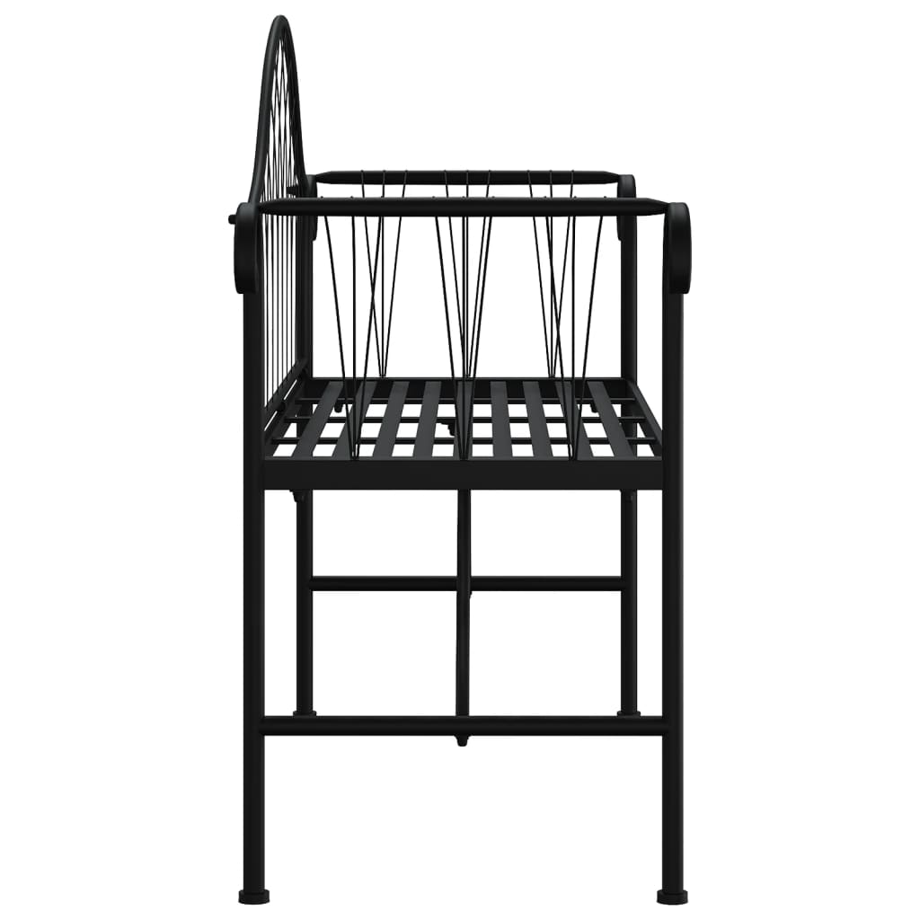 Black Steel 2-Seater Garden Bench - 128 cm Outdoor Seating