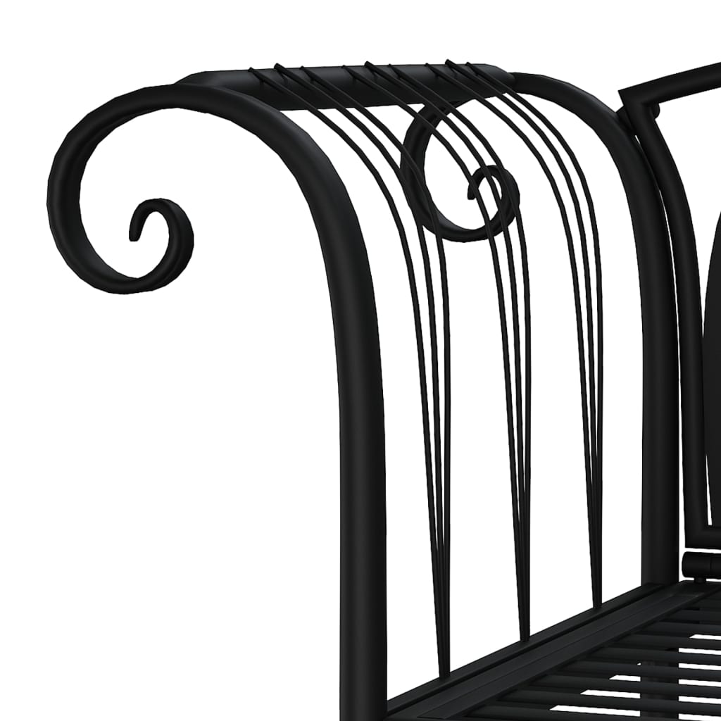 Black Steel 2-Seater Garden Bench - 128 cm Outdoor Seating