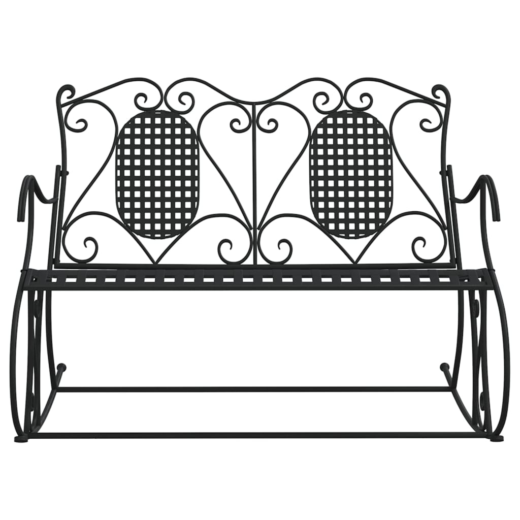 Black Steel 2-Seater Rocking Bench - 113 cm Comfortable Outdoor Seat