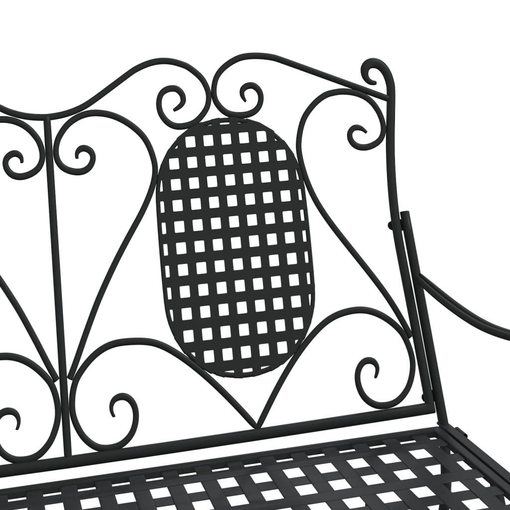 Black Steel 2-Seater Rocking Bench - 113 cm Comfortable Outdoor Seat