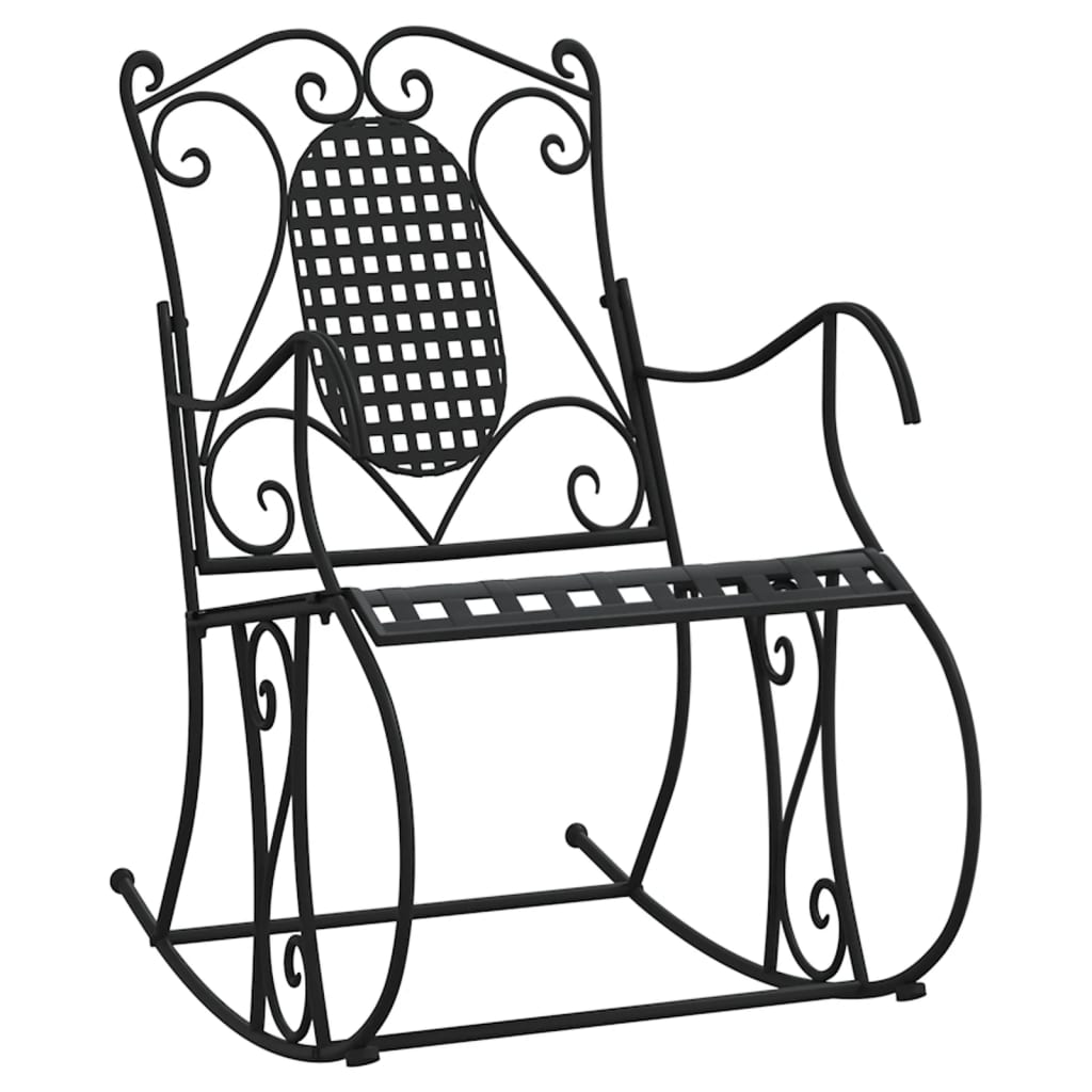 Stylish Black Steel Rocking Bench 84 cm - Modern Outdoor Seating