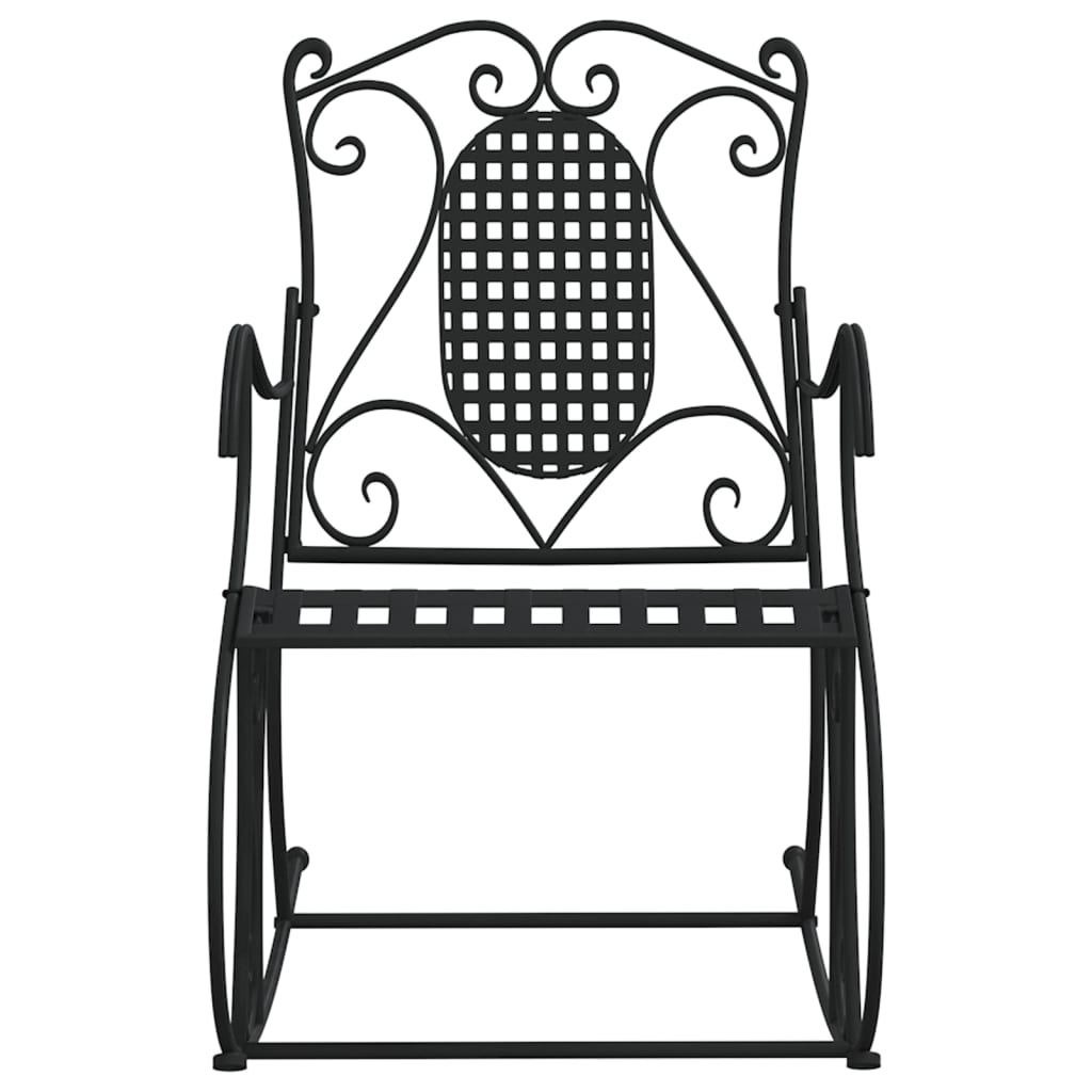Stylish Black Steel Rocking Bench 84 cm - Modern Outdoor Seating
