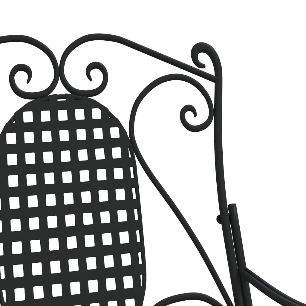 Stylish Black Steel Rocking Bench 84 cm - Modern Outdoor Seating