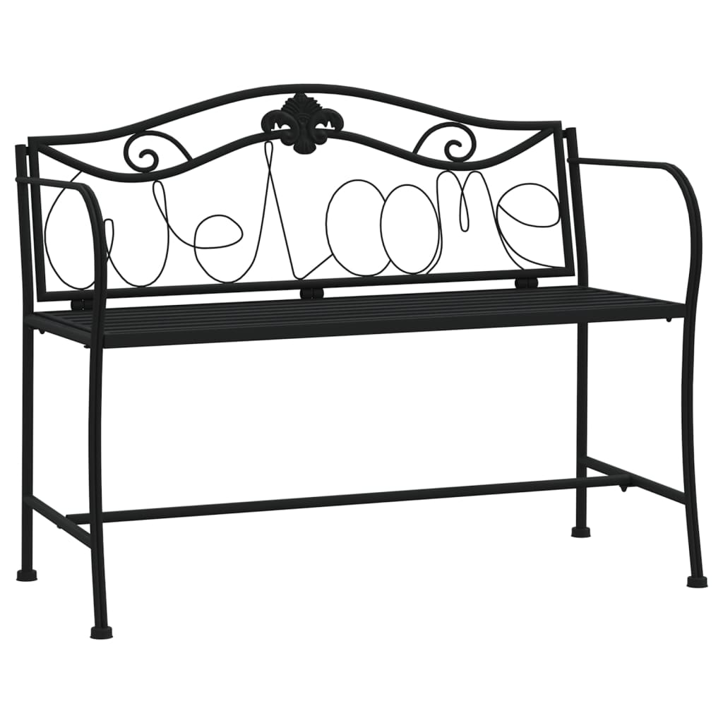 Stylish Black Steel 2-Seater Garden Bench - 104 cm