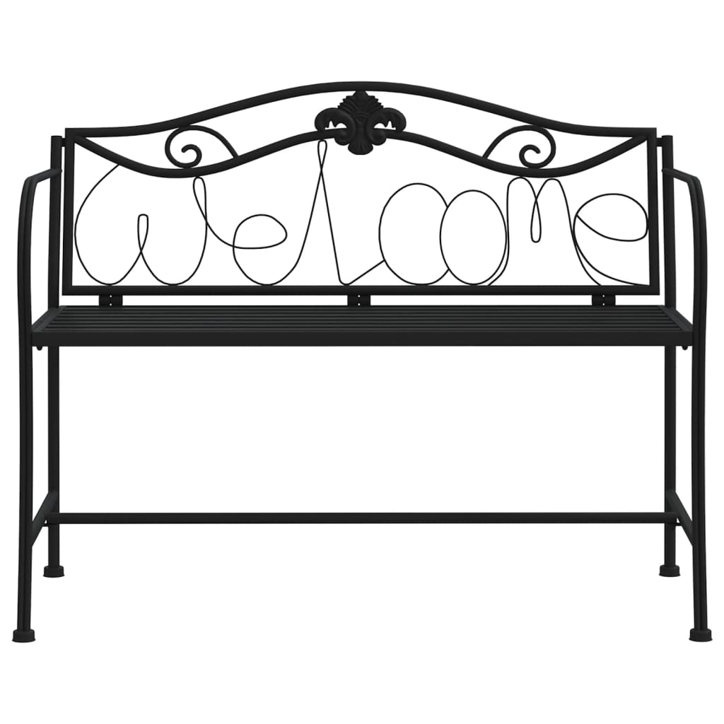 Stylish Black Steel 2-Seater Garden Bench - 104 cm