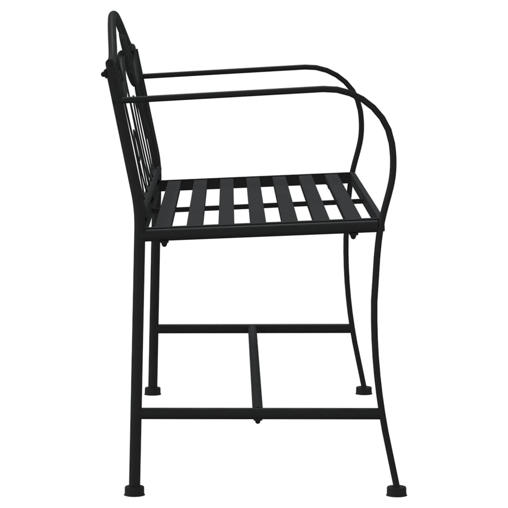 Stylish Black Steel 2-Seater Garden Bench - 104 cm