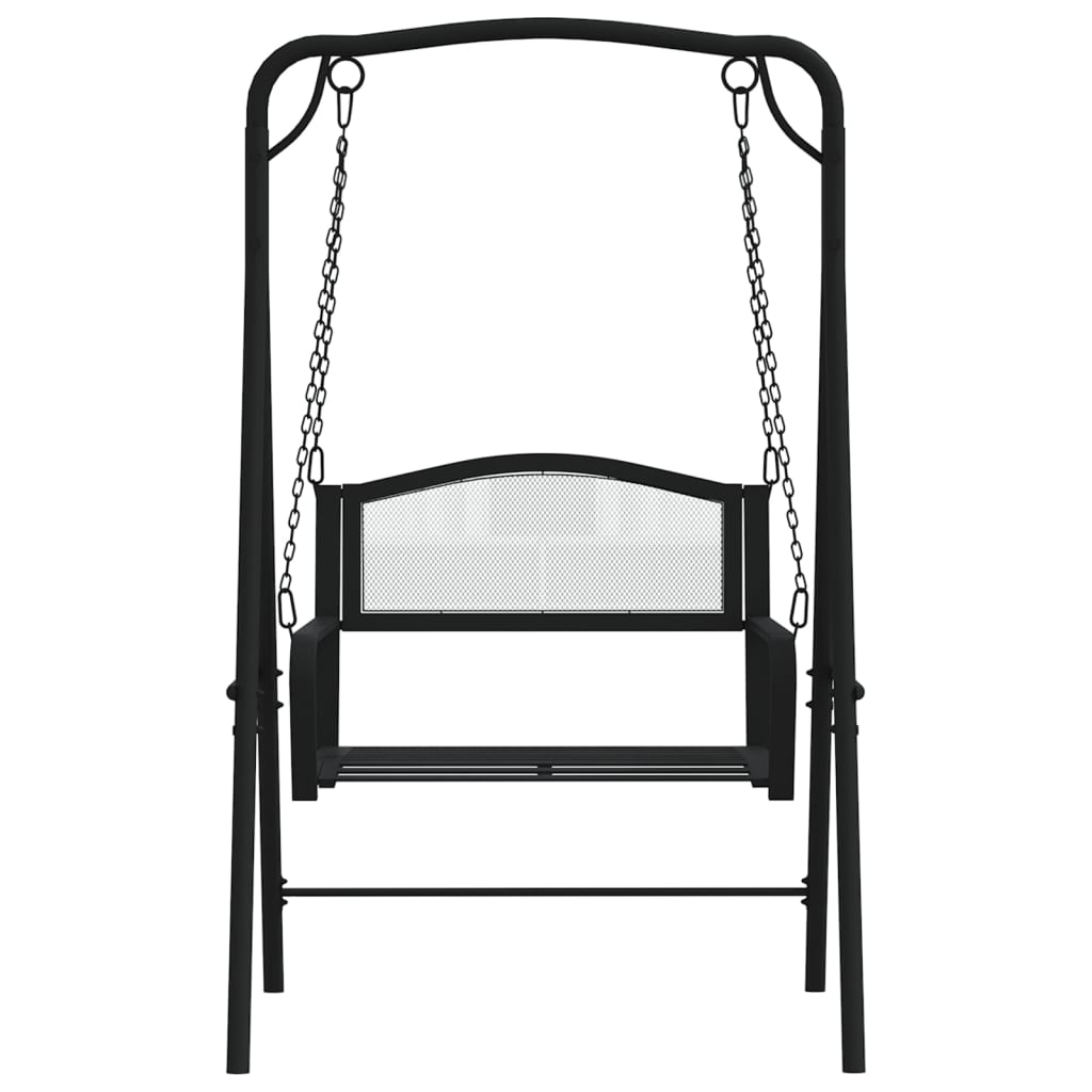 Stylish 124 cm Black Steel Swing Bench for Modern Gardens