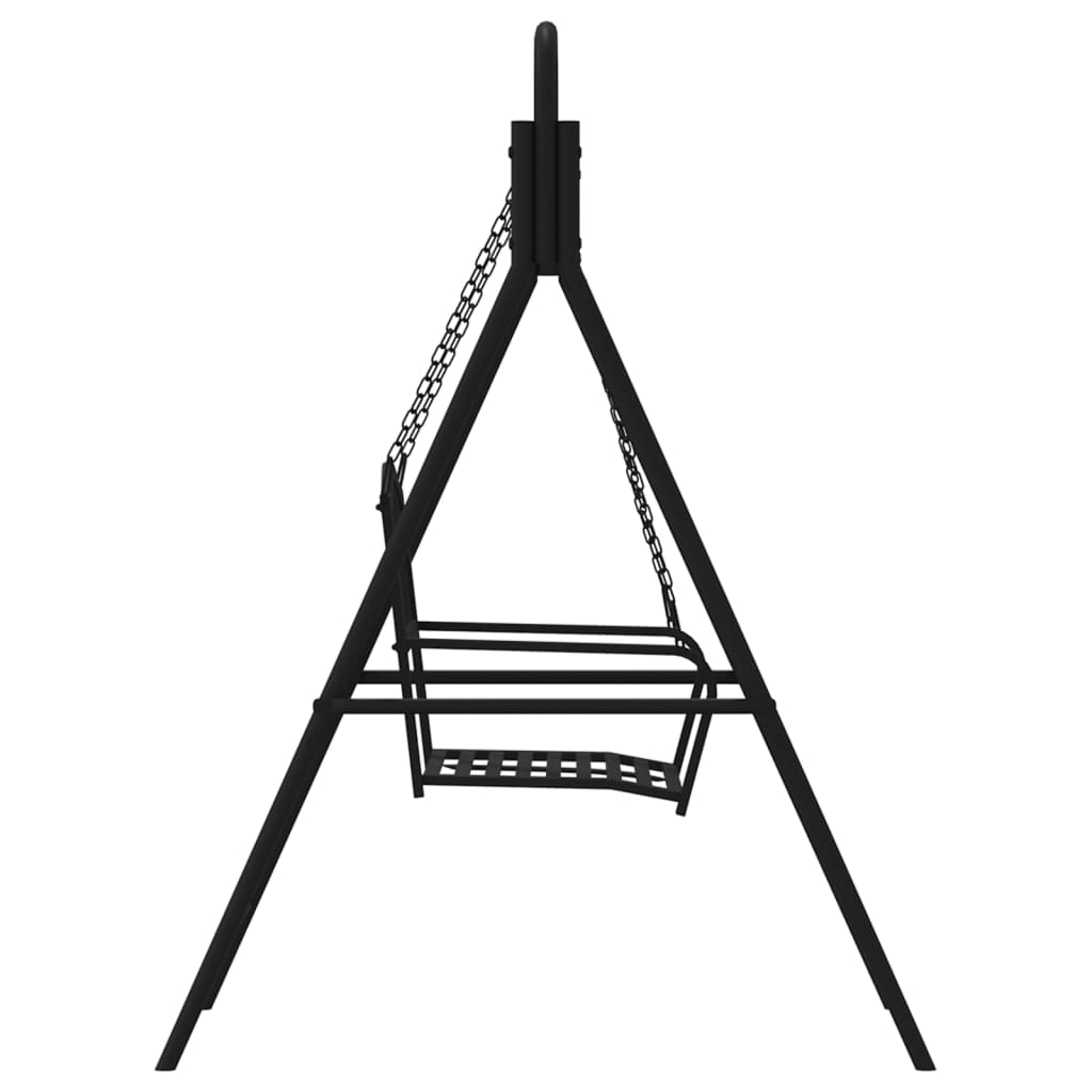 Stylish 124 cm Black Steel Swing Bench for Modern Gardens