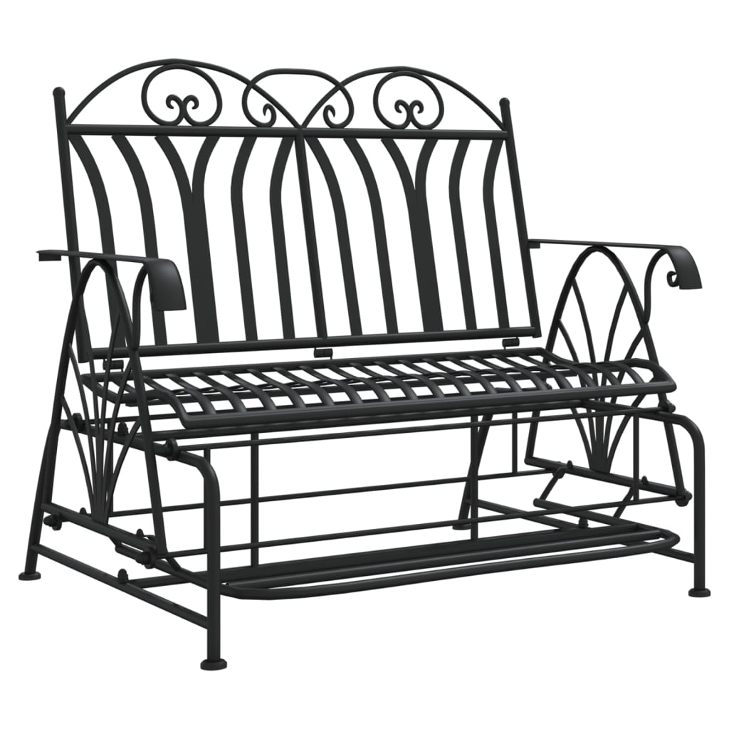 Stylish Black Steel 2-Seater Glider Bench - 114 cm