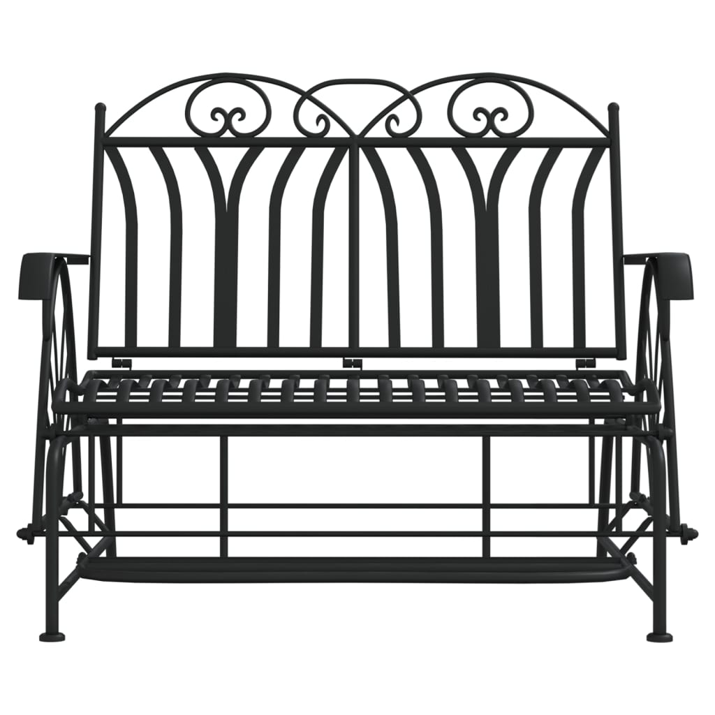 Stylish Black Steel 2-Seater Glider Bench - 114 cm