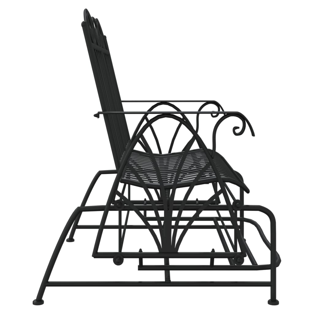 Stylish Black Steel 2-Seater Glider Bench - 114 cm
