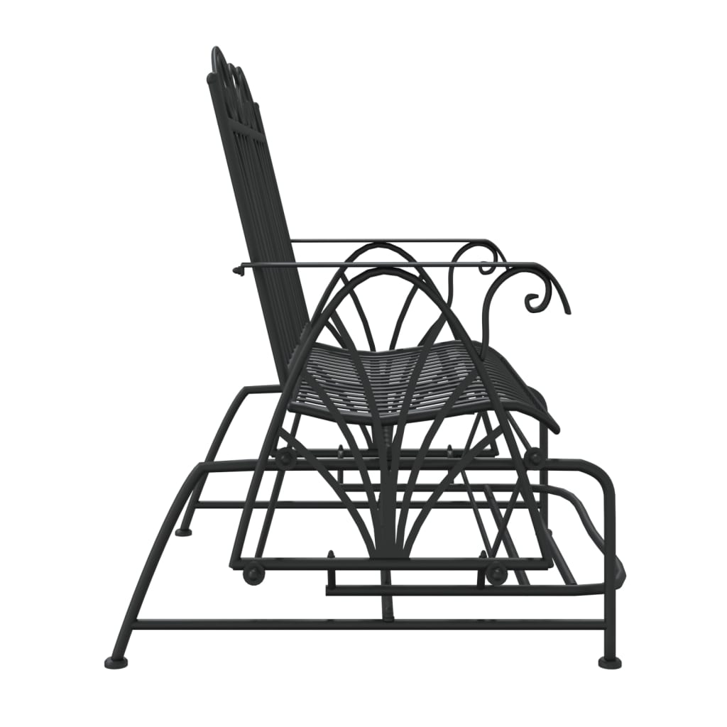 Stylish Black Steel 2-Seater Glider Bench - 114 cm