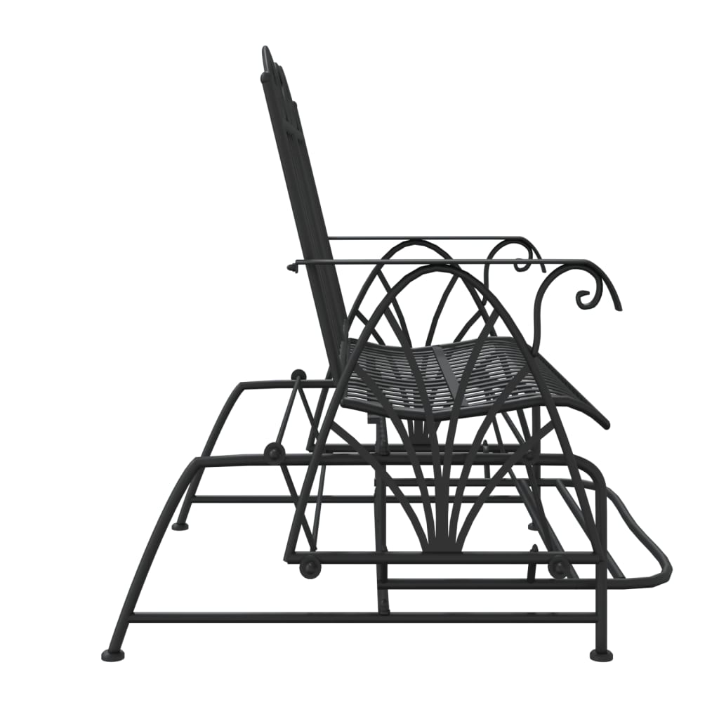Stylish Black Steel 2-Seater Glider Bench - 114 cm