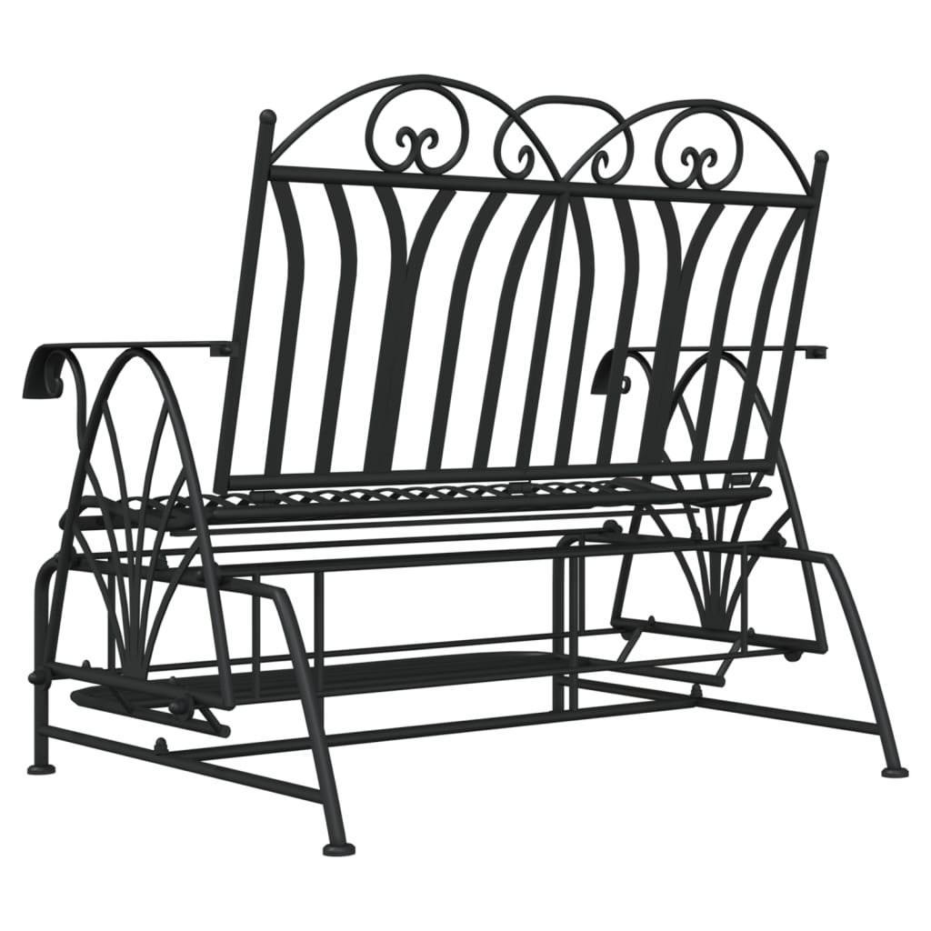 Stylish Black Steel 2-Seater Glider Bench - 114 cm