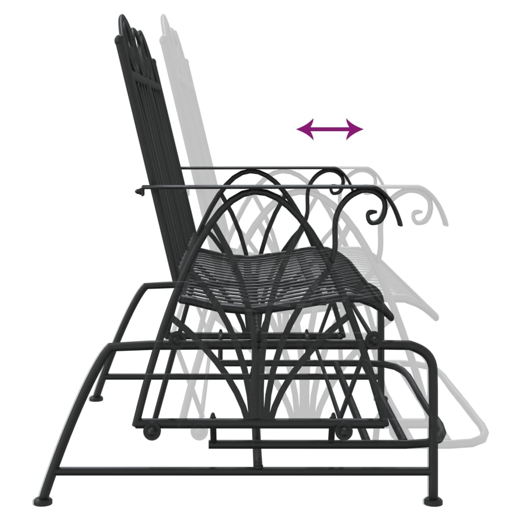 Stylish Black Steel 2-Seater Glider Bench - 114 cm