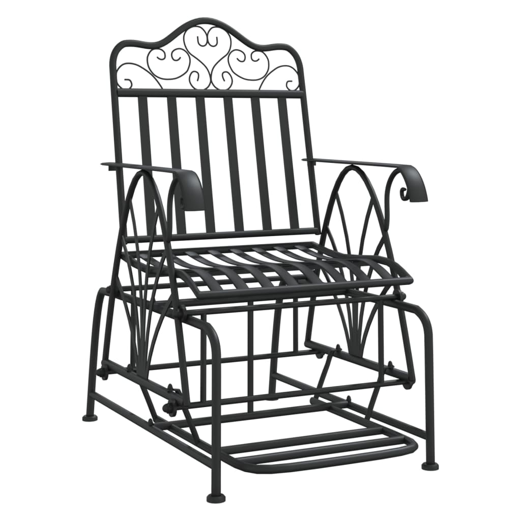 Elegant Black Steel Glider Bench - 61 cm Sturdy Outdoor Seating